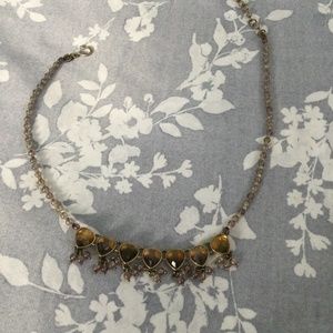 Monet beaded necklace lavender beads with  tear drop Amber stones